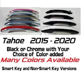 Custom Black OR Chrome Door Handle Overlays 2015-2020 Chevy Tahoe YOU PICK COLOR