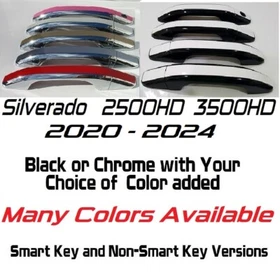 Black OR Chrome Door Handle Overlays 2020-2026 Chevy Silverado 2500 3500 ADD CLR