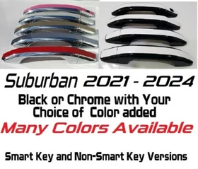Custom Black OR Chrome Door Handle Overlays 2021-2024 Chevy Suburban YOU ADD CLR