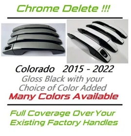 Black & Color Door Handle Cover Overlays 2014 - 2022 Chevy Colorado YOU PICK CLR