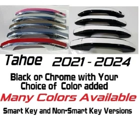 Custom Black OR Chrome Door Handle Overlays 2021 - 2024 CHEVY TAHOE YOU ADD CLR