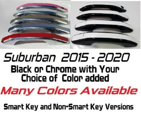 Custom Black OR Chrome Door Handle Overlays 2015-2020 Chevy Suburban U PICK CLR