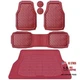  Heavy Duty Rubber Red Car Floor Mats & Cargo Liners, Deep red with cargo liner